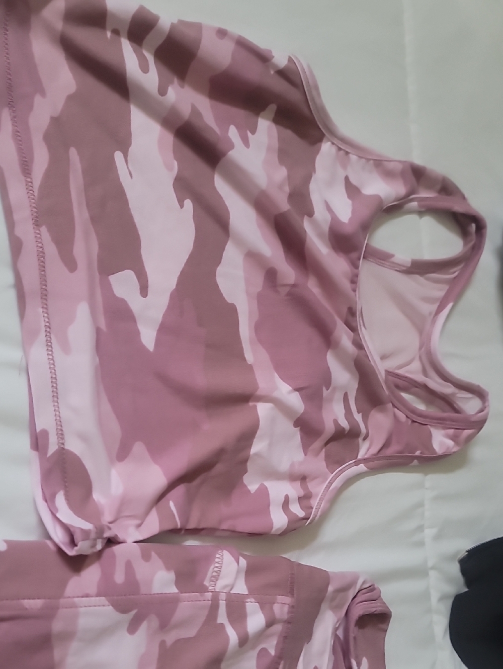 Pink Camo Racerback Tank Top With Bikers Shorts